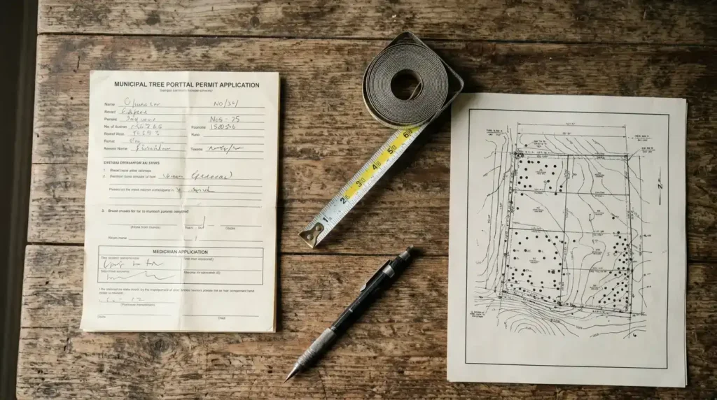 Tree removal permit paperwork for a Connecticut property